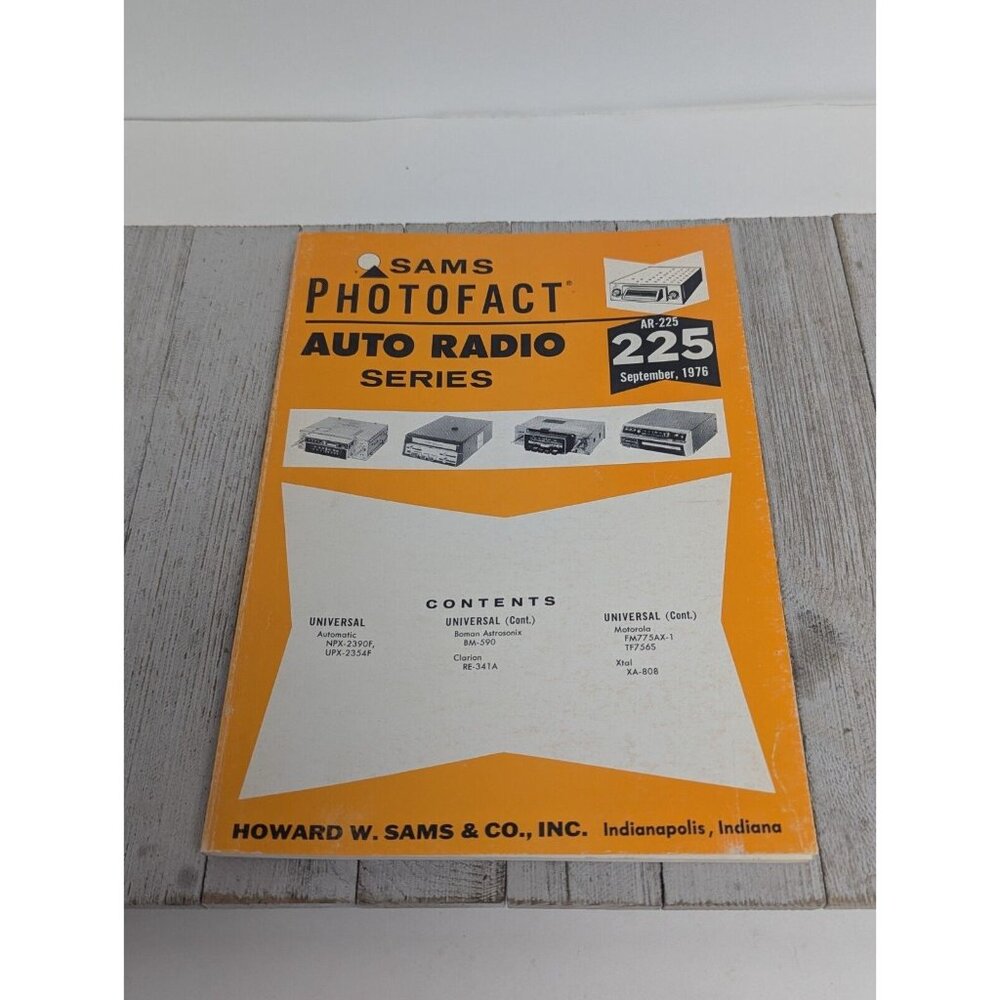 Original Sams PhotoFact Auto Radio Series Book AR-225 September 1976